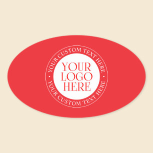 Pegatina Ovalada Su logotipo u otra imagen Navidad Rojo y Blanco