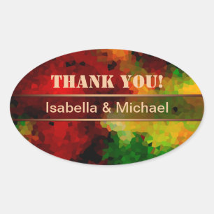 Pegatina Ovalada Su nombre, personalización, iniciales, abstracto