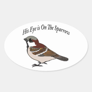 Pegatina Ovalada Su ojo está en el Sparrow