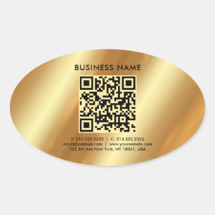 Pegatina Ovalada Su plantilla Personalizado Texto logotipo QR Códig