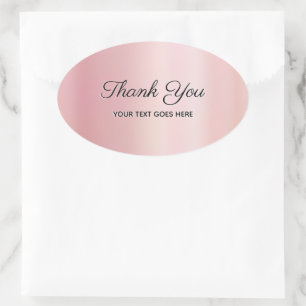 Pegatina Ovalada Su Texto Personalizado Gracias Elegante Glam Rosad