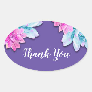 Pegatina Ovalada Suculentas Violeta Intenso Fiesta Floral Moderna y