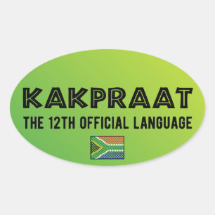 Pegatina Ovalada Sudáfrica KakPraat Funny Duodécimo Idioma Oficial
