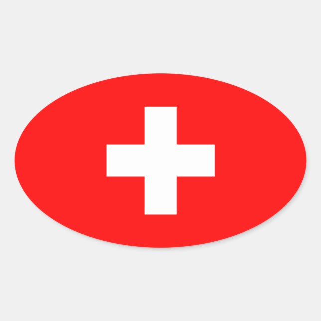Pegatina Ovalada Suiza - Bandera suiza (Anverso)
