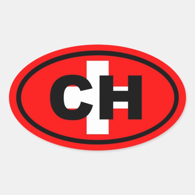 Pegatina Ovalada Suiza CH Europeo (Anverso)