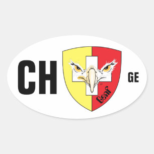 Pegatina Ovalada Suiza Suisse Svizzera Svizra Switzerland pegamento