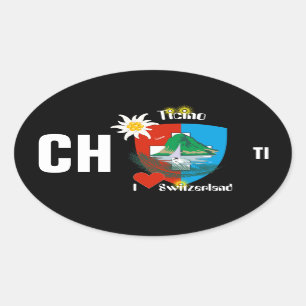Pegatina Ovalada Suiza Suisse Svizzera Svizra Switzerland pegamento