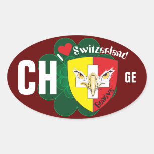 Pegatina Ovalada Suiza Suisse Svizzera Svizra Switzerland pegamento