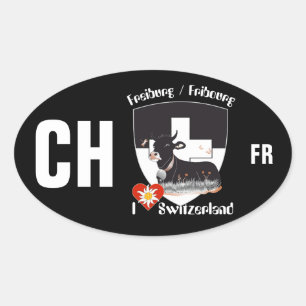 Pegatina Ovalada Suiza Suisse Svizzera Svizra Switzerland pegamento