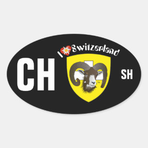 Pegatina Ovalada Suiza Suisse Svizzera Svizra Switzerland pegamento