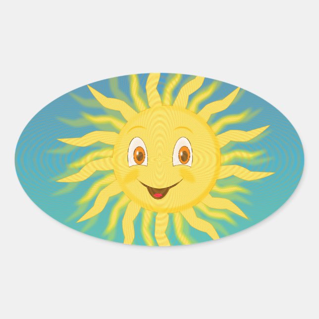 Pegatina Ovalada Sunshine con líneas circulares (Anverso)