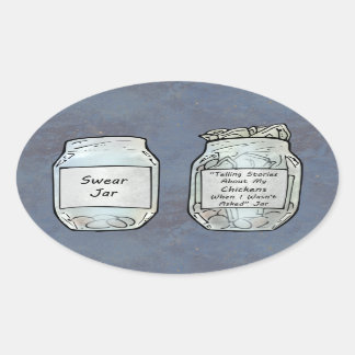 Pegatina Ovalada Swear Jar y Chicken Jar