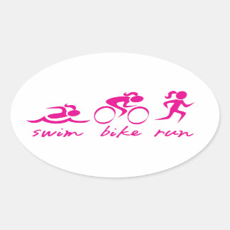 Pegatina Ovalada Swim Bike Run Tri Chica