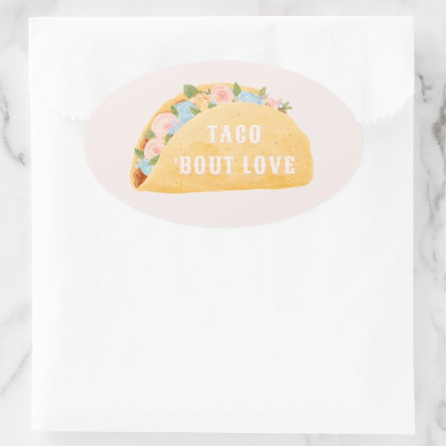 Pegatina Ovalada Taco 'Bout Love Bridal Shower  (Bolso)