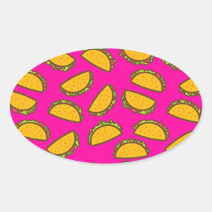 Pegatina Ovalada tacos rosas