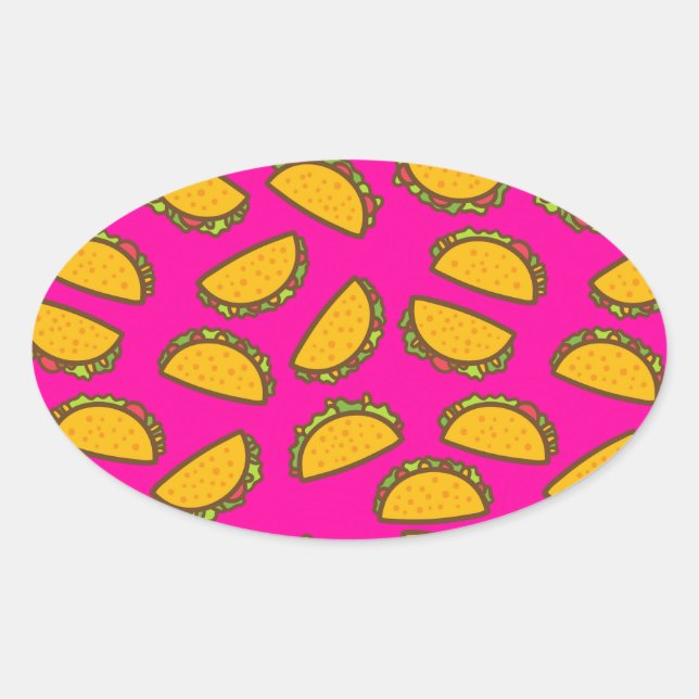 Pegatina Ovalada tacos rosas (Anverso)