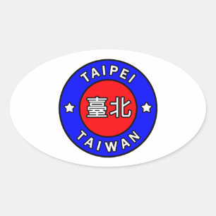Pegatina Ovalada Taipei Taiwán