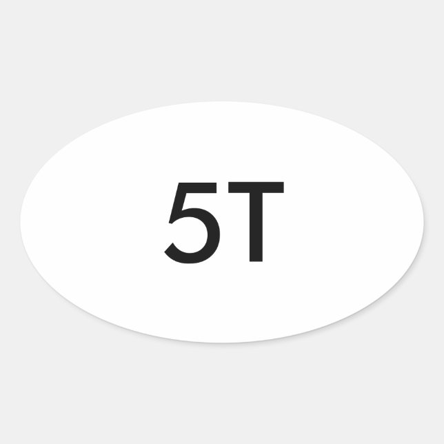 Pegatina Ovalada Talla de ropa de bebé 5T (Anverso)