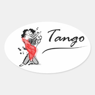 Pegatina Ovalada Tango bailarín