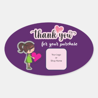 Pegatina Ovalada Tarjeta de agradecimiento personalizada para las e