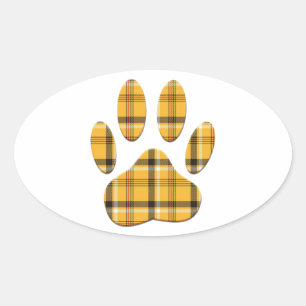Pegatina Ovalada Tartan Dog Paw Print