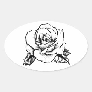 Pegatina Ovalada tatuaje rosa