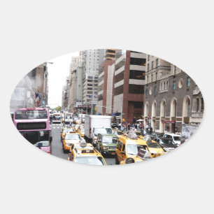 Pegatina Ovalada Taxis de Nueva York