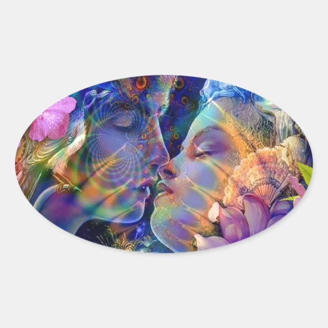 Pegatina Ovalada Te amo (Anverso)