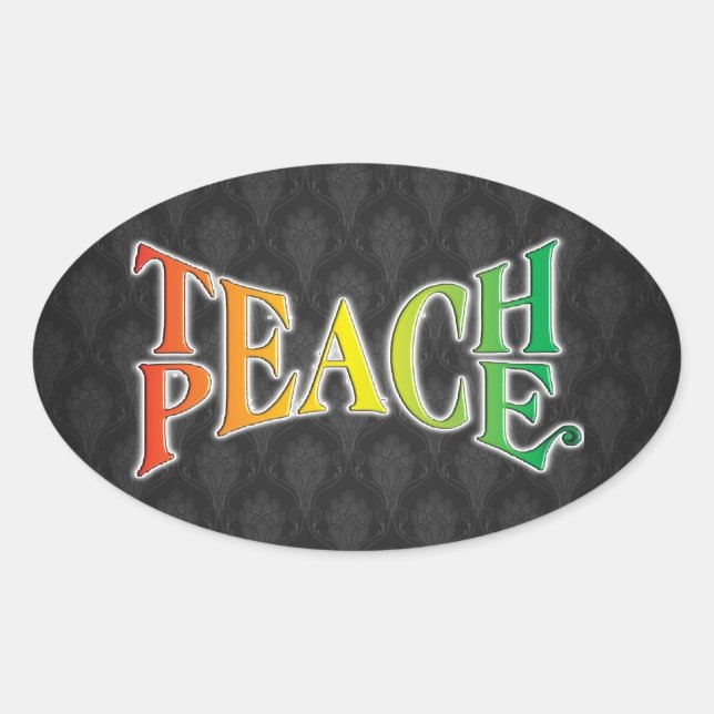Pegatina Ovalada Teach Peace (Anverso)