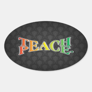 Pegatina Ovalada Teach Peace