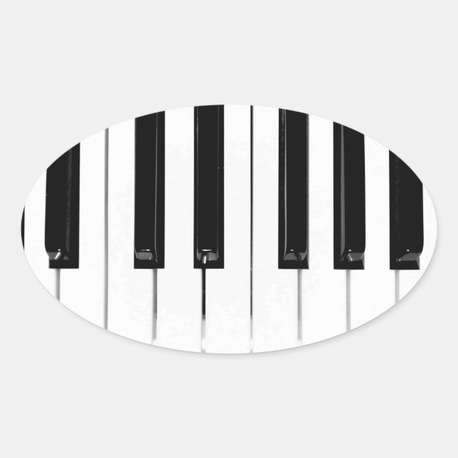 Pegatina Ovalada Teclas de teclado de piano (Anverso)