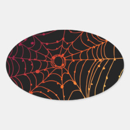 Pegatina Ovalada telaraña de gradiente de color rojo