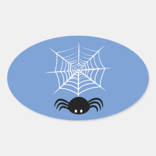 Pegatina Ovalada Telaraña de Halloween