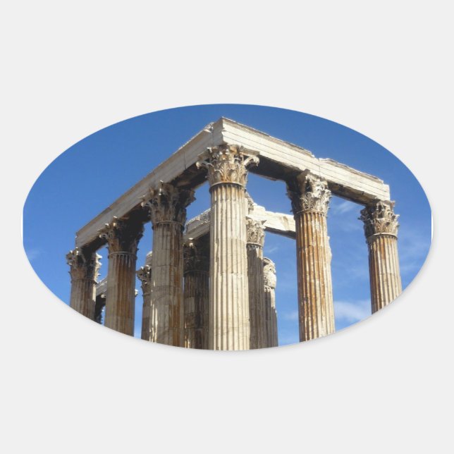 Pegatina Ovalada temple zeus (Anverso)