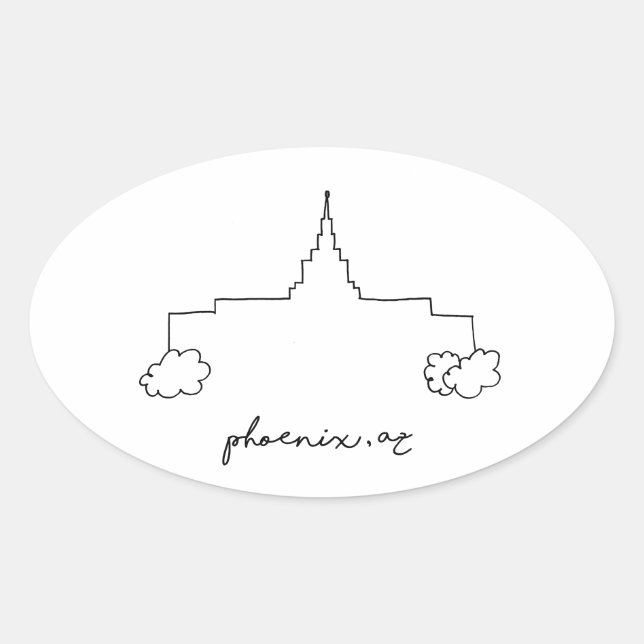 Pegatina Ovalada templo de phoenix arizona boceto simple moderno (Anverso)
