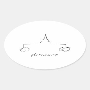 Pegatina Ovalada templo de phoenix arizona boceto simple moderno