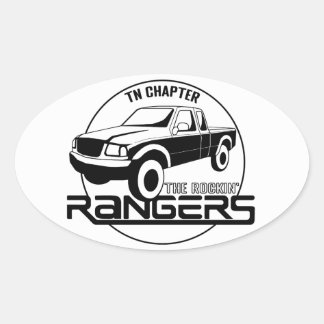 Pegatina Ovalada Tennessee, TN - Capítulo de Rangers de Rockin