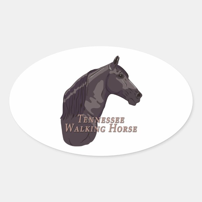 Pegatina Ovalada Tennessee Walking Horse Black (Anverso)
