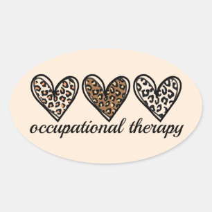 Pegatina Ovalada Terapia Ocupacional Cheetach Print Corazón