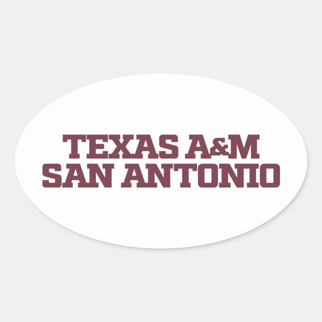 Pegatina Ovalada Texas A&M San Antonio (Anverso)