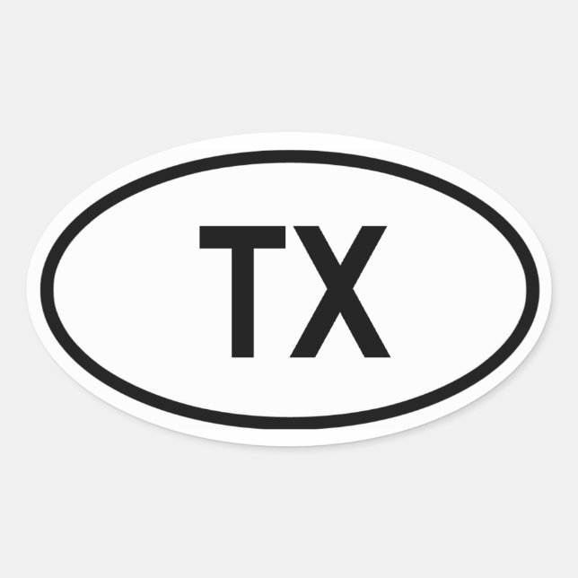 Pegatina Ovalada Texas "TX" (Anverso)
