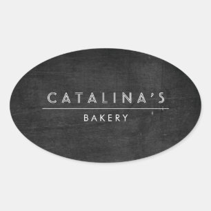 Pegatina Ovalada Texto Art Deco sobre madera negra