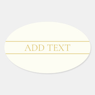 Pegatina Ovalada Texto de Personalizable simple y elegante   Gold O