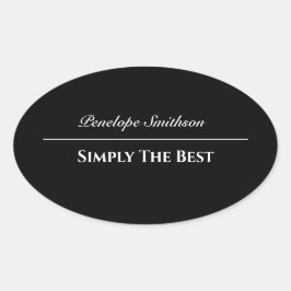 Pegatina Ovalada Texto de personalizable y colores Blanco y negro b