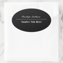 Pegatina Ovalada Texto de personalizable y colores Blanco y negro b