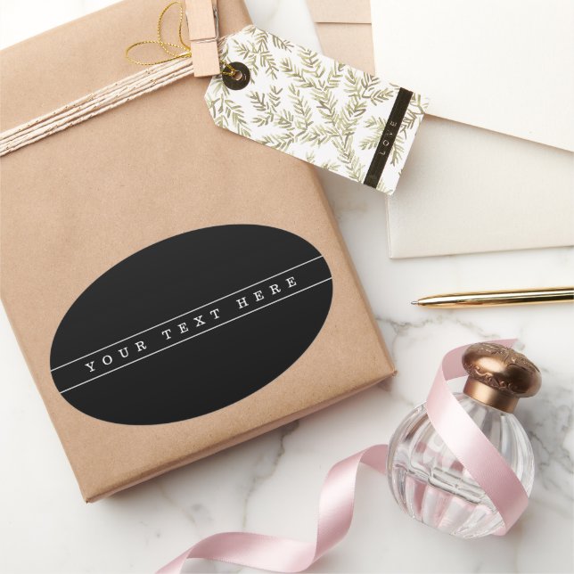 Pegatina Ovalada Texto sencillo y elegante con franjas finas (Regalar)