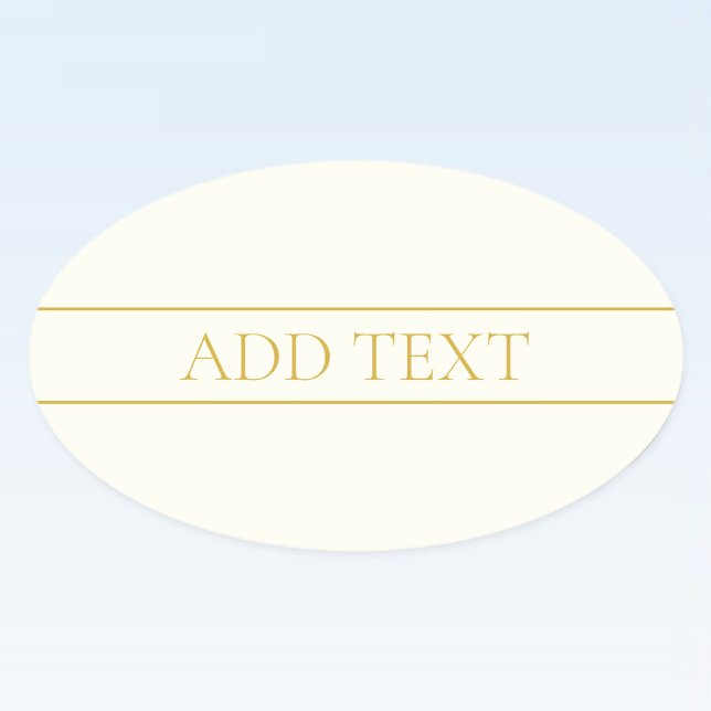 Pegatina Ovalada Texto simple elegante personalizable | dorado blan (Subido por el creador)