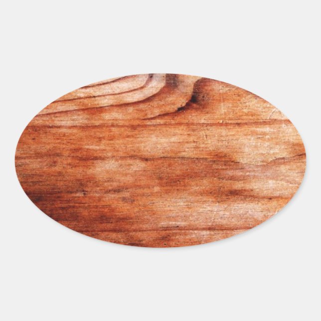 Pegatina Ovalada Textura de grano de madera (Anverso)