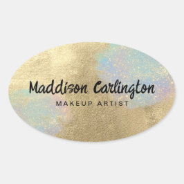 Pegatina Ovalada Textura De Purpurina Oro E Irlandés