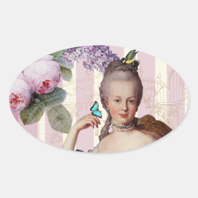 Pegatina Ovalada Thé au Petit Trianon - diseño alternativo rosa (Anverso)